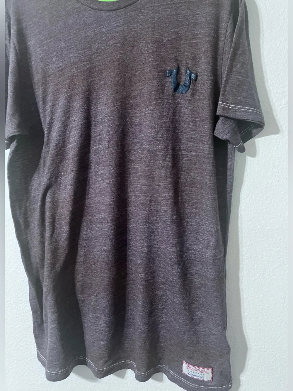 True Religion Men's Heather Charcoal Short Sleeve Logo Tee